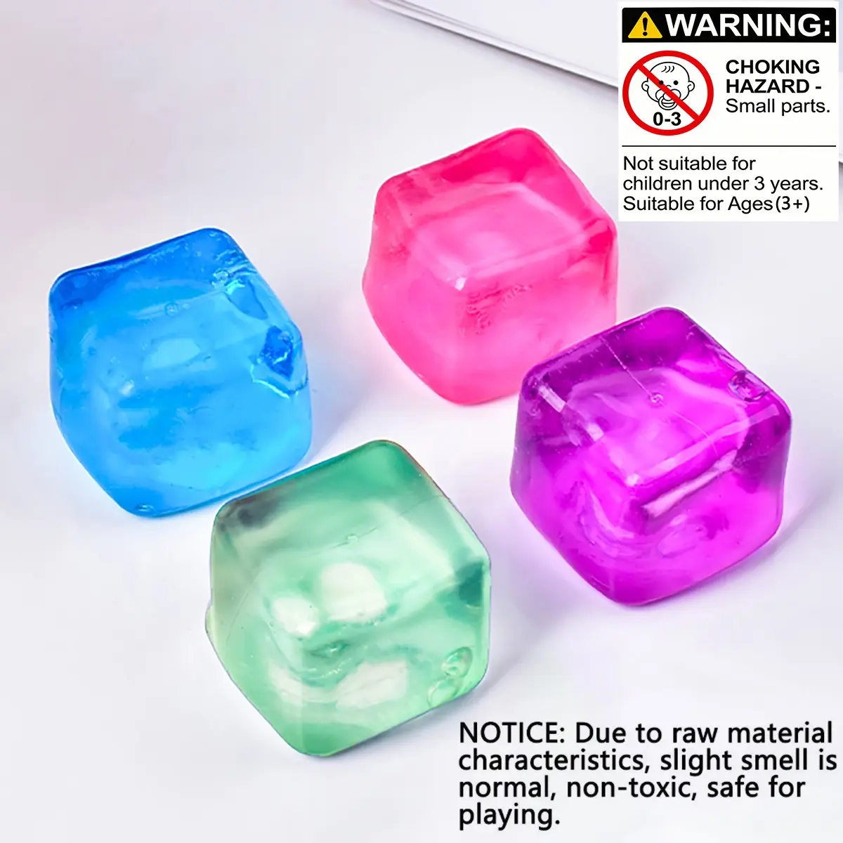 4 Pack Square Stress Balls, Slow Rebound Malt Ice Cube Toys, Portable Office Relief Toy, Holiday Party Gift, Random Colors