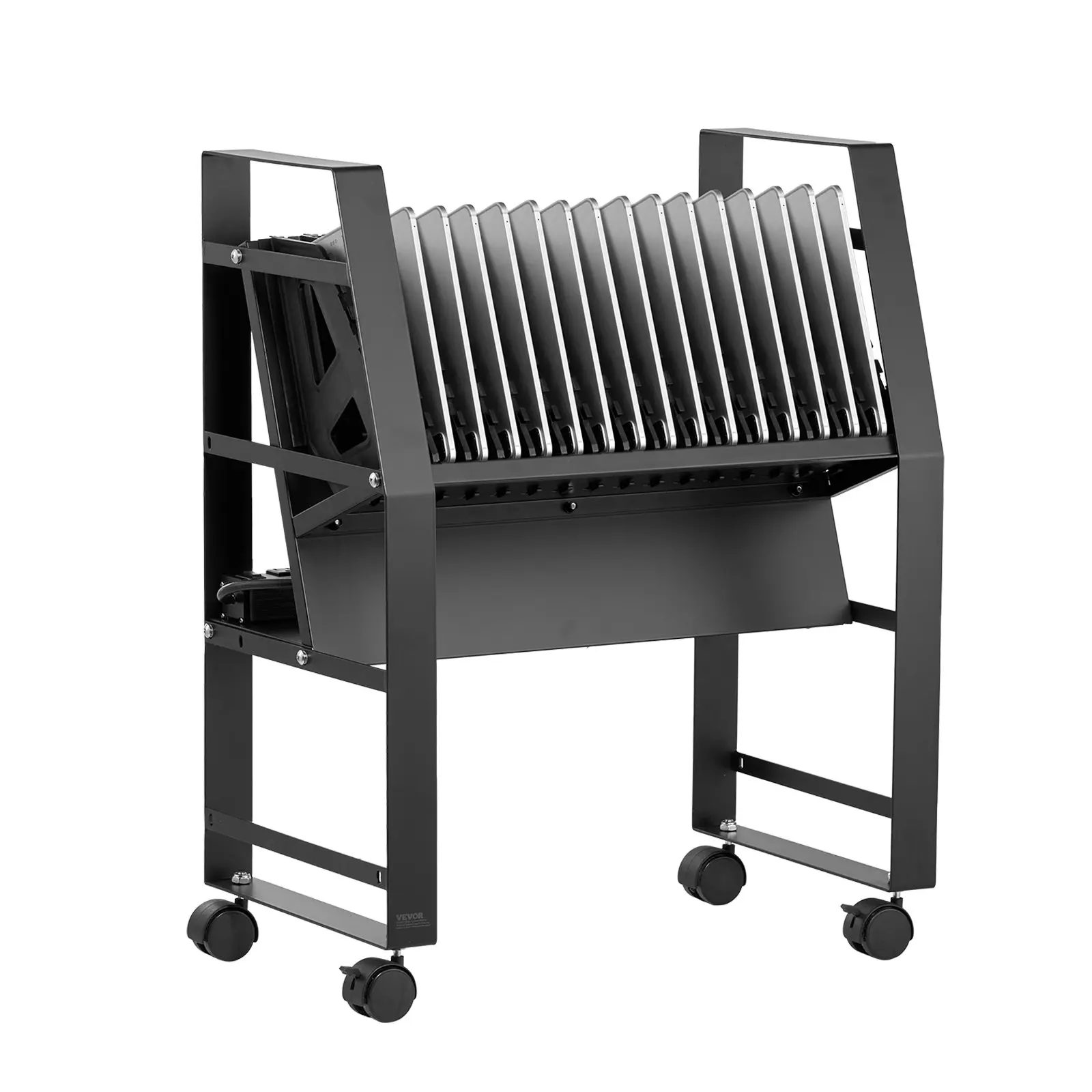 【DealsForYouDays】VEVOR Charging Cart, 16 Device Mobile Open Charging Station, Up to 15.6 in Screen Size, Office and Classroom Mobile Charging Cart, for Chromebook, Tablet and Laptop