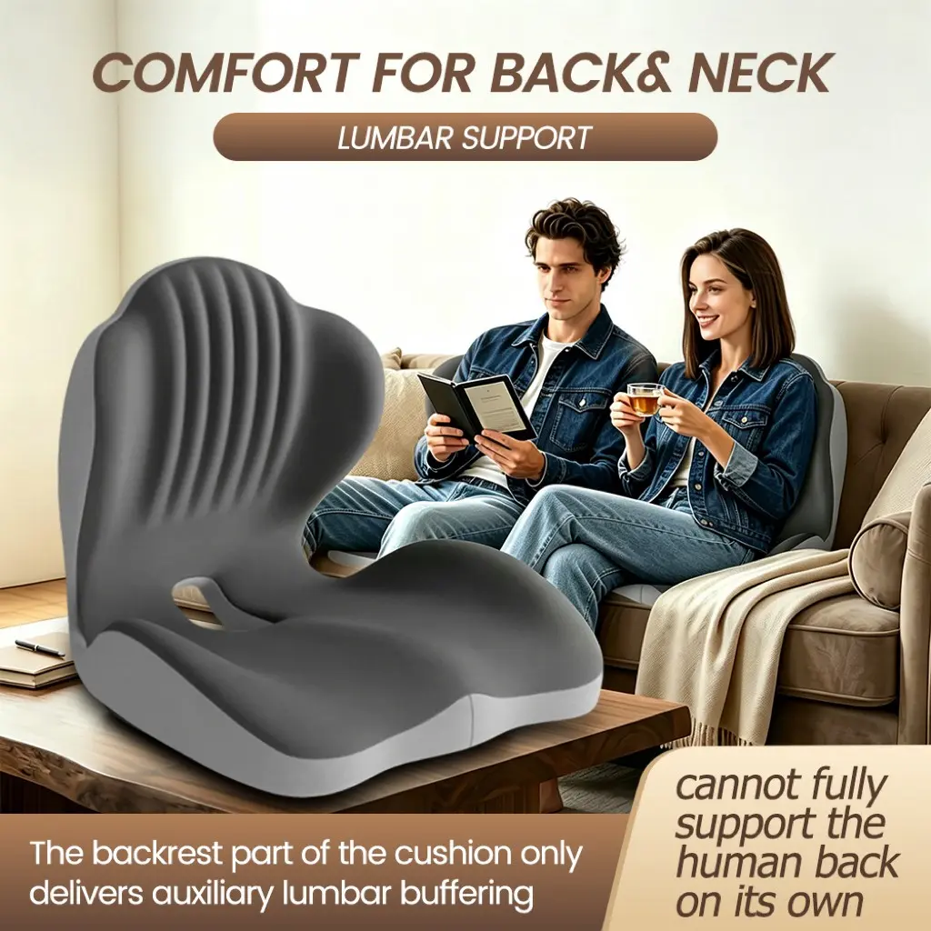 Memory Foam L-Shaped Chair Cushion, Back Support Seat Pad, Reduces Fatigue and Acts as a Posture Corrector for Office, Car and Truck Seats