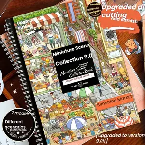 City Cubicle Sticker Book Collection, Aesthetic Sticker Album, 7 Styles 14 Sheets Clear PET Layered Stacking Diorama Stickers, Urban Office Room Journaling Decor Stickers, Aesthetic Stickers for Junk Journal Planner Scrapbooking DIY