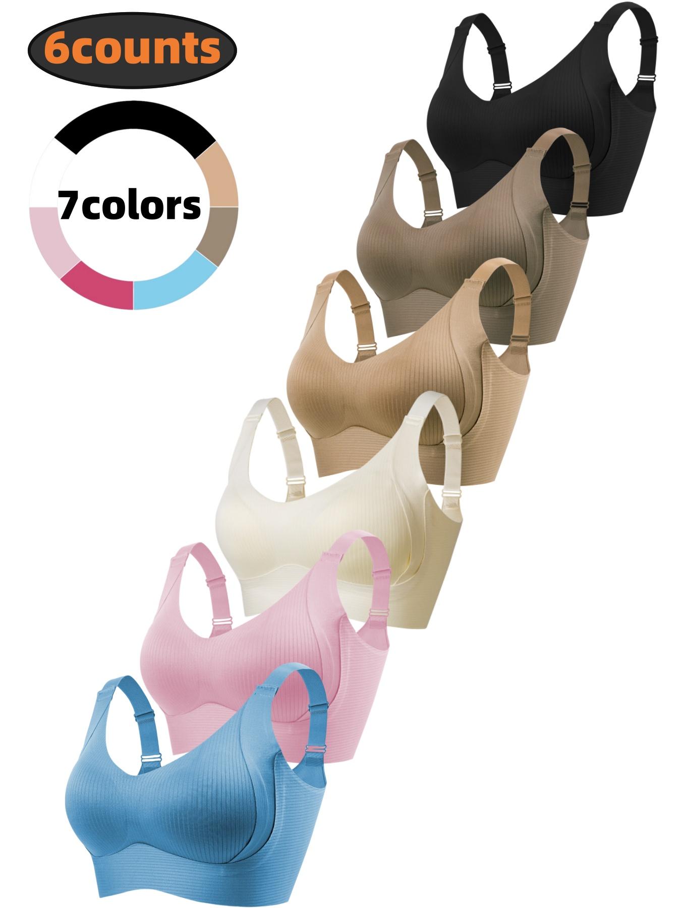 6-Pack Women's Wireless Bra Set, Adjustable Strap Comfortable Fit, Soft & Breathable Fabric, Perfect for Daily Wear, Ladies Underwear Essentials