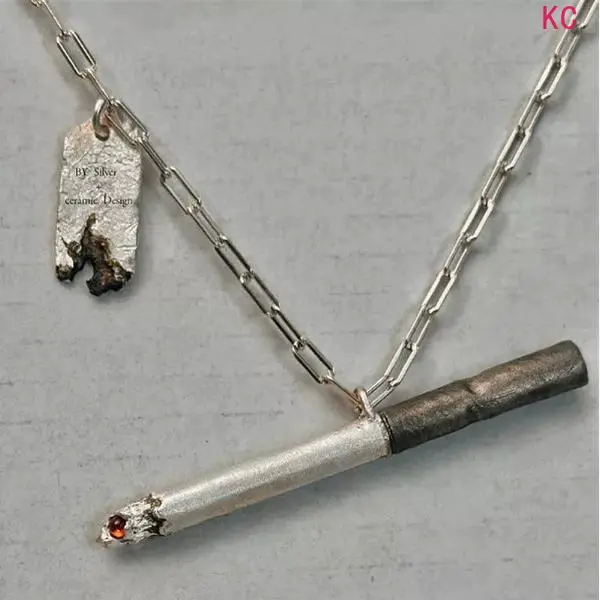 Simulated Lit Cigarette Pendant Choker, Stylish Delicate Neck Jewelry For Daily Fashion Matching