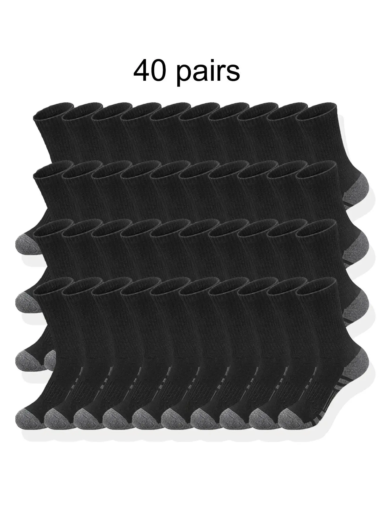 30 Pairs Men's Classic Long Socks, Casual Comfy Socks, Breathable, Comfortable, Moisture-Wicking, Striped Knit, Polyester Material