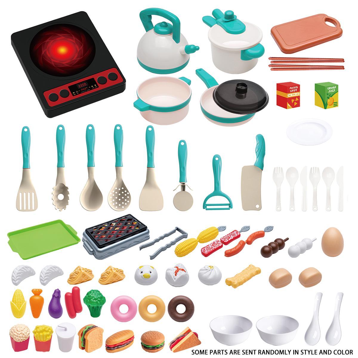 Pretend Play Kitchen Toy Set, 73pcs/set Including Pot, Utensils, Food, Cooking Toy Set, Kitchen Playset, Play Kitchen Accessories, Gift for Boys & Girls