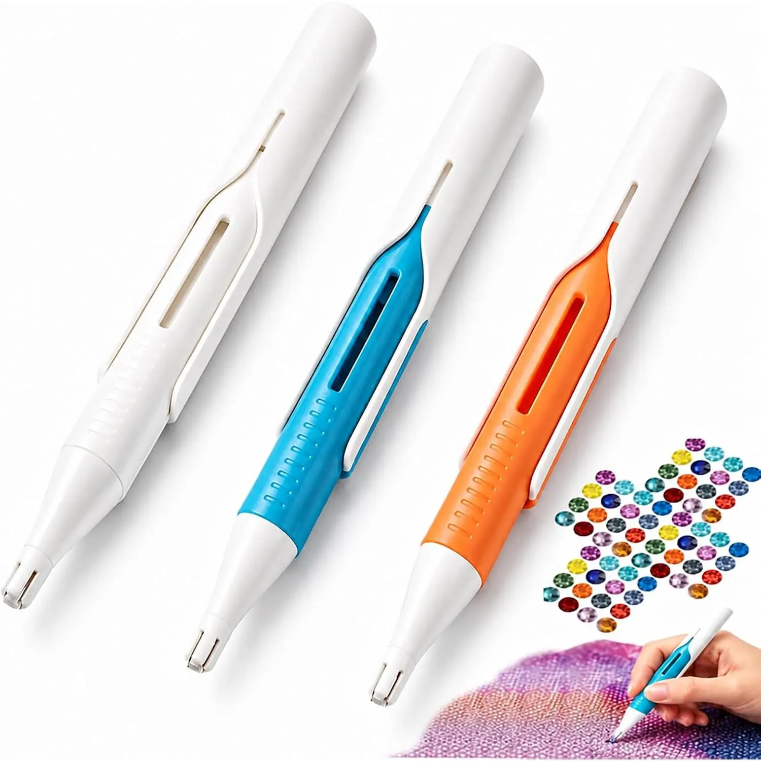 Automatic Diamond Painting Bead Dispenser, No Wax Needed Art Pen,White |   For 2.8mm Round Drills, DIY Crafts, For Adults, No Wax Required, Accessories Kit