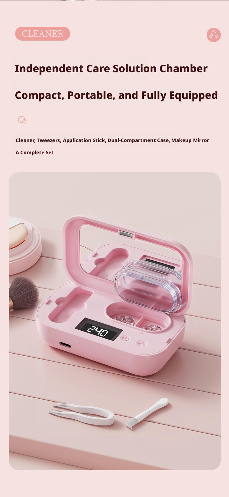 Ultrasonic Contact Lens Cleaner, Electric Cleaning Machine for Color Contact Lenses, USB Rechargeable Portable Contact Lens Care Box