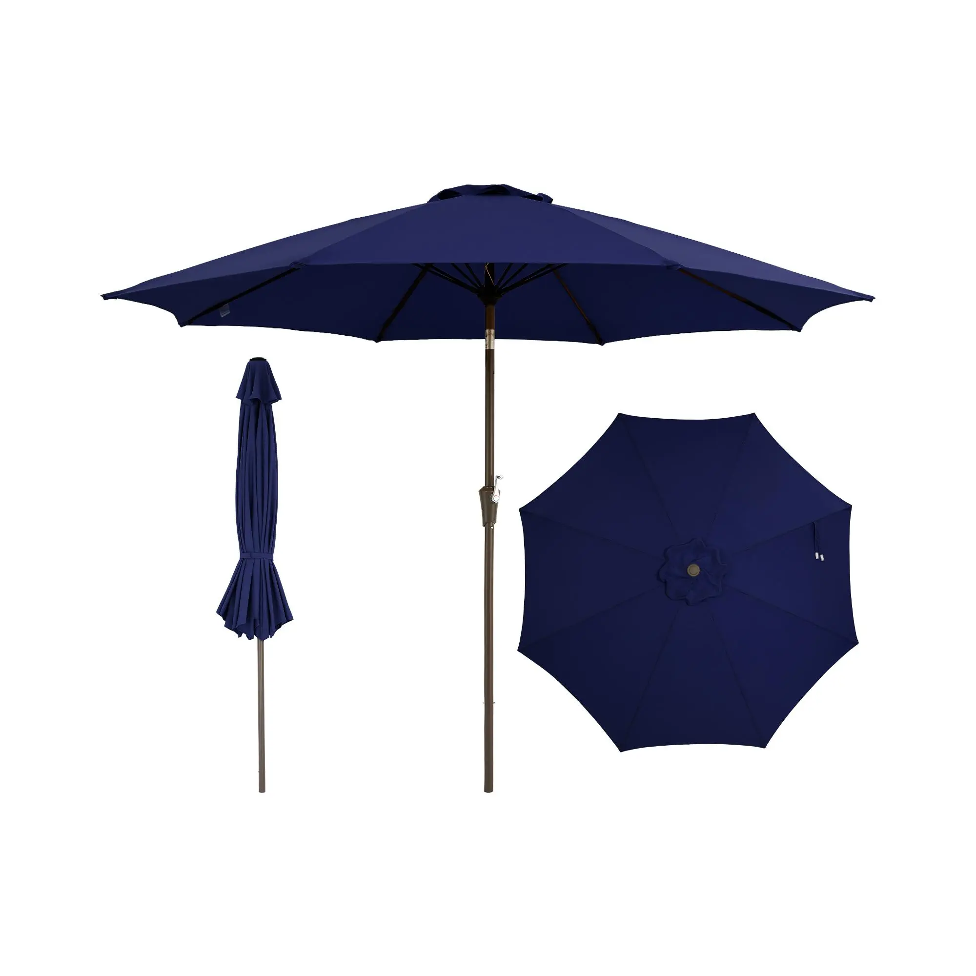 9FT Outdoor Patio Umbrella with Push Button Tilt and Crank, 8 Sturdy Ribs Market Table Umbrella for Garden, Backyard, Deck and Poolside