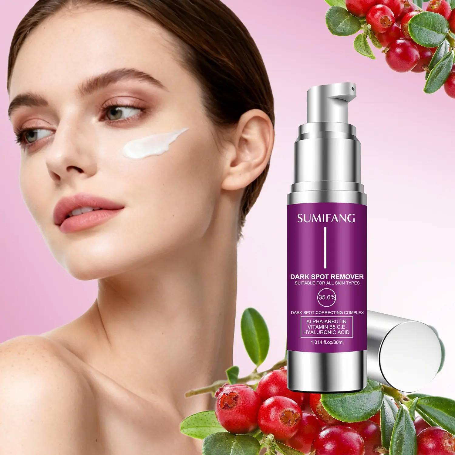 SUMIFANG Dark Spot Correcting Facial Serum 30ml – Alpha-Arbutin + Panthenol + Vitamin E – Hydrating & Brightening – Targeted Care for Acne Marks & Dullness – Gentle Formula Suitable for All Skin Types – Brightening Face Serum