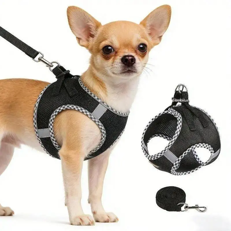 2Pcs Adjustable No-Pull Dog Collar & Harness Set with Lead, Outdoor Walking Gear for Small-Medium-Large Dogs, Adjustable S-L Pet Sports & Outdoor Accessory, Set Includes Lead, Harness Leash Set