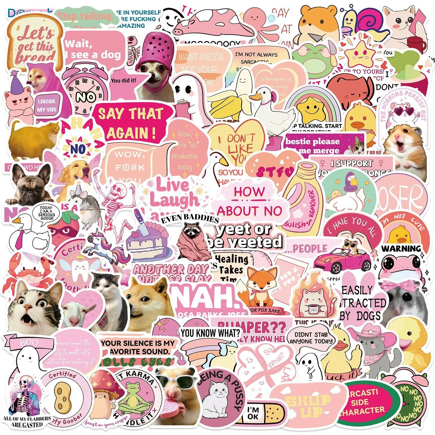 100 Fun Aesthetic Cartoon Graffiti Stickers, Waterproof DIY Decor for Guitar Notebook Luggage, Creative Decoration Supplies