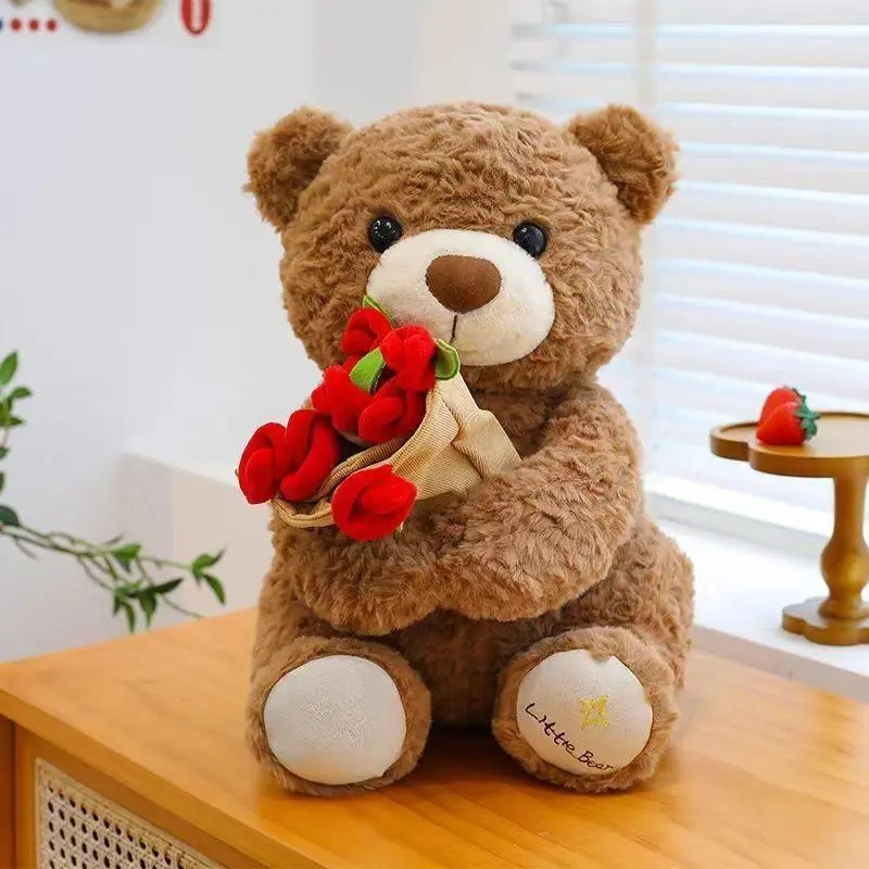 Roses Teddy Bear Gift Set, Soft Plush Toy for Valentine's Day, Birthday, Anniversary, Romantic Occasions, Perfect Present for Loved Ones