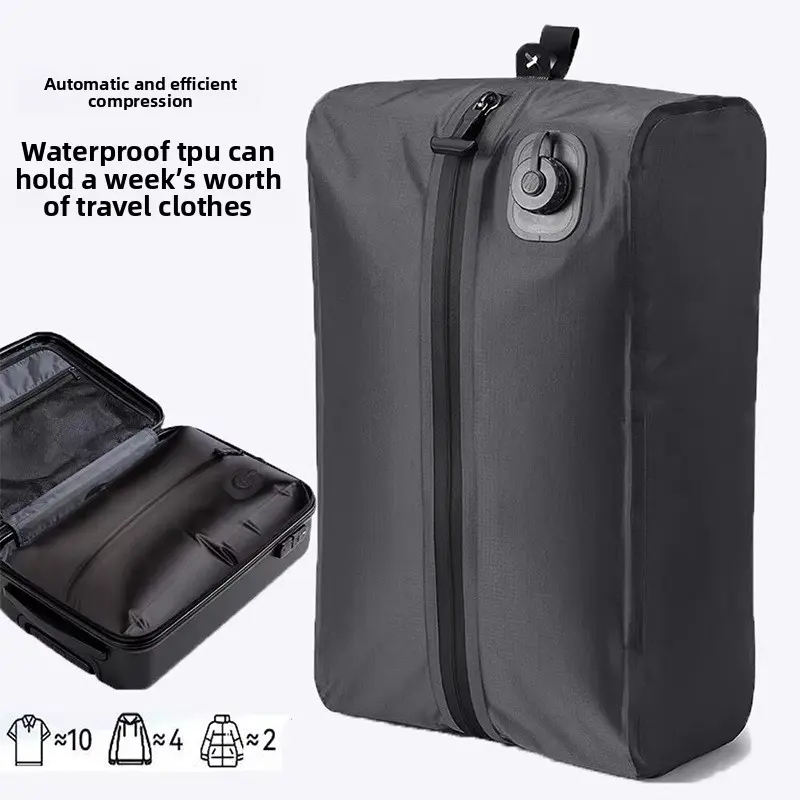 TPU Vacuum Compression Storage Bag for Travel Luggage, Lightweight Hand Carry Waterproof Moisture-proof Organizer, Space Saving ,Electric Pump Compatible Reusable Leakproof Durable Packing Bag for Business Trip Clothes Suitcase Travel Essential