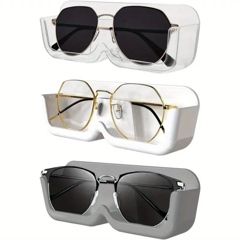 3 PCS  Adhesive Eyeglasses Holder Stand, Wall Mounted Sunglasses Display Case with Adhesive Pieces