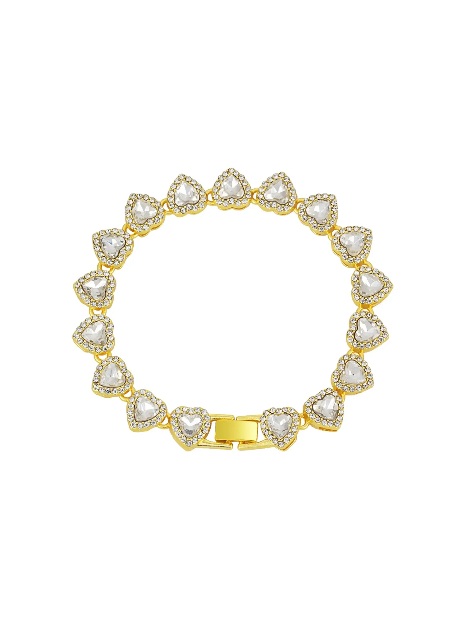 Full Diamond Heart Tennis Bracelet, Sparkling Chain, Unisex Layered Wrist Jewelry Gift, Elegant Accessory for Men and Women