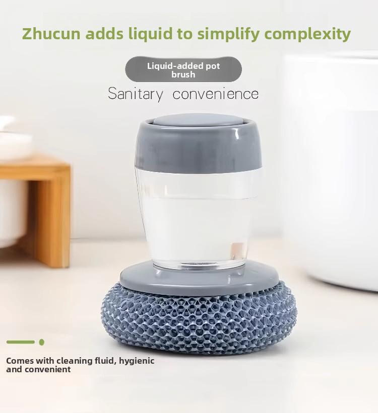 Automatic Liquid Dispensing Dish Brush Squeegee for Kitchen Non-Scratch Scrubber Pressurized Cleaning Brush for Pots Pans Dishes Home Cleaning Tool