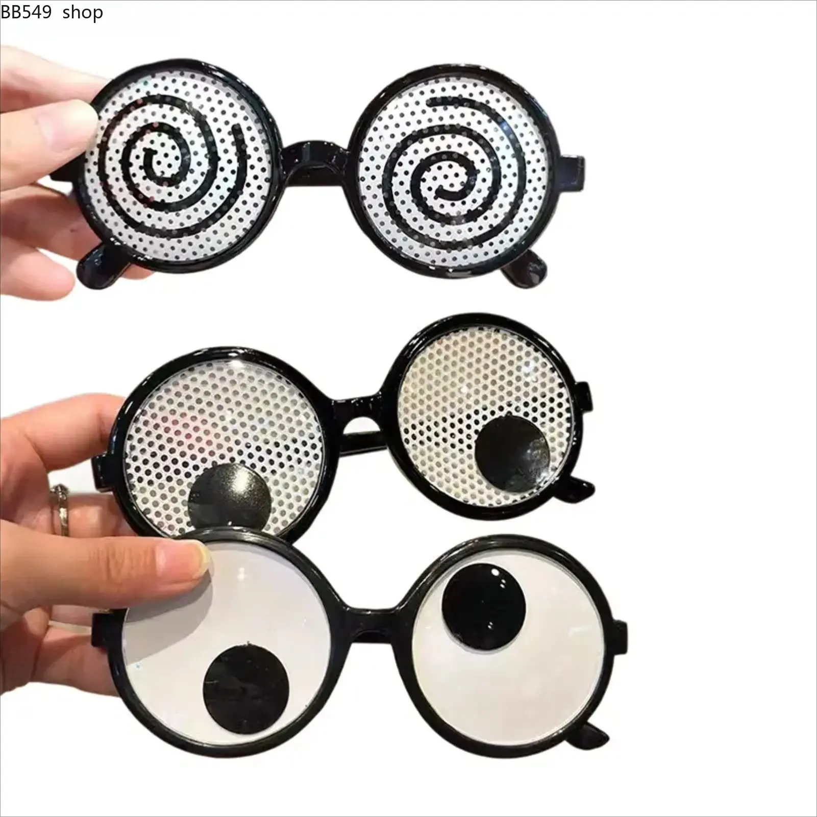 3-Pack Novelty Sunglasses, Plastic Googly Eye & Spiral Shades with Wacky Cartoon Design, Funny Gifts Accessories for Birthday Parties
