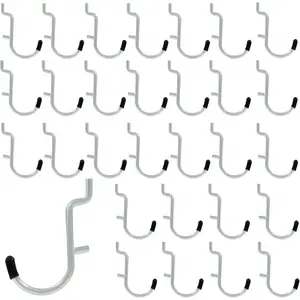 30 count Metal Pegboard J Hooks, 1/4" Pegboard Wall Display  Peg Board Storage Hangers Accessories for  Tools  Necklaces  (Black )