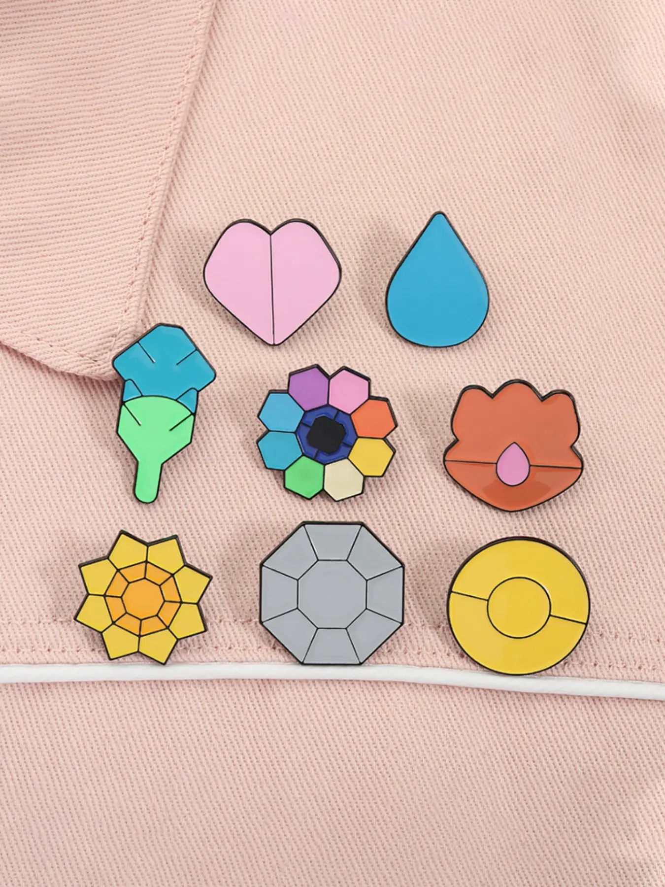 8 Piece Set Pokémon Collectible Pins Gym Badges Shaped Badges Poké Ball Elements Multi-Shape Geometric Alloy Brooches Lapel Backpack Badge Fashion Jewelry Accessories Gifts for Friends