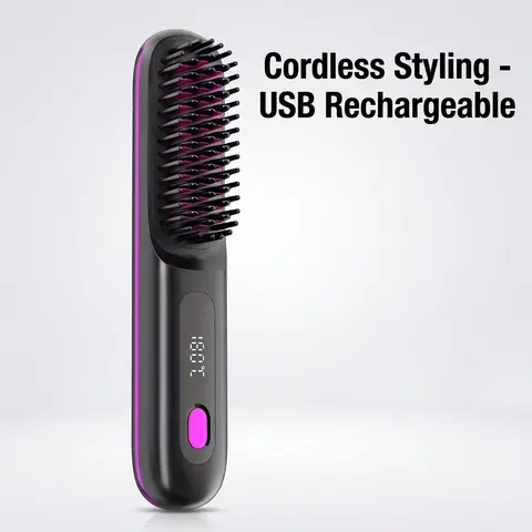 Chic Portable Wireless Hair Straightener Comb Styler Cordless Straightener - USB Charging & 3D Stereo Teeth | Long-Lasting Styling & Multi-Gear Adjustment | Perfect Gift for Her Smooth Hair Styling | Styling Hair Tools
