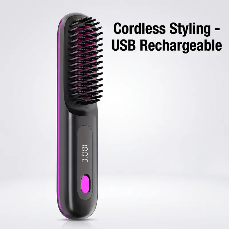 Chic Portable Wireless Hair Straightener Comb Styler Cordless Straightener - USB Charging & 3D Stereo Teeth | Long-Lasting Styling & Multi-Gear Adjustment | Perfect Gift for Her Smooth Hair Styling | Styling Hair Tools