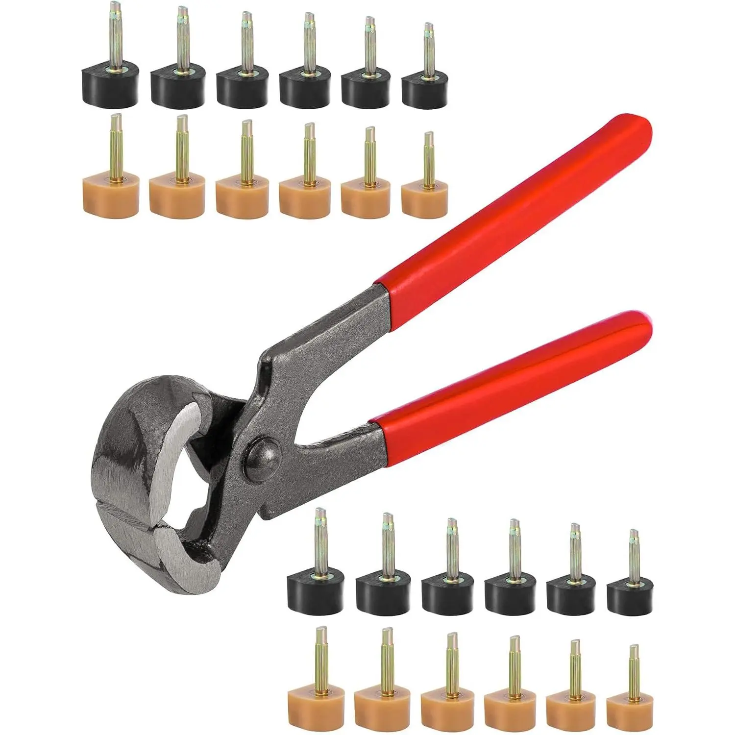 24 Pairs High Heel Replacement Tips, Heel Repair Kit for Women High Heel Shoes with 6 Inch High Heel Remove Pliers, 6 Sizes Heel Tips Caps, U-Shape, Black Beige