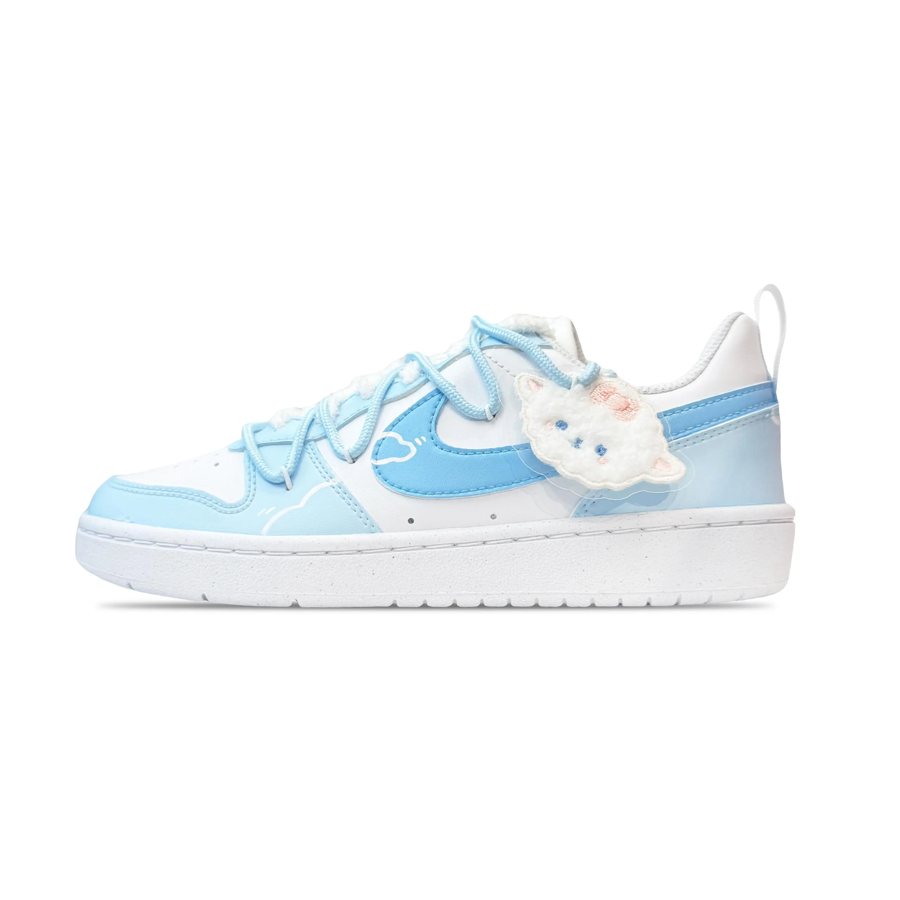 Nike Court Borough Custom Sneakers for Women – Light Blue, Soft Lamb Cloud Design, Youthful Retro Style Verifiable, with credentials and supporting global authentication