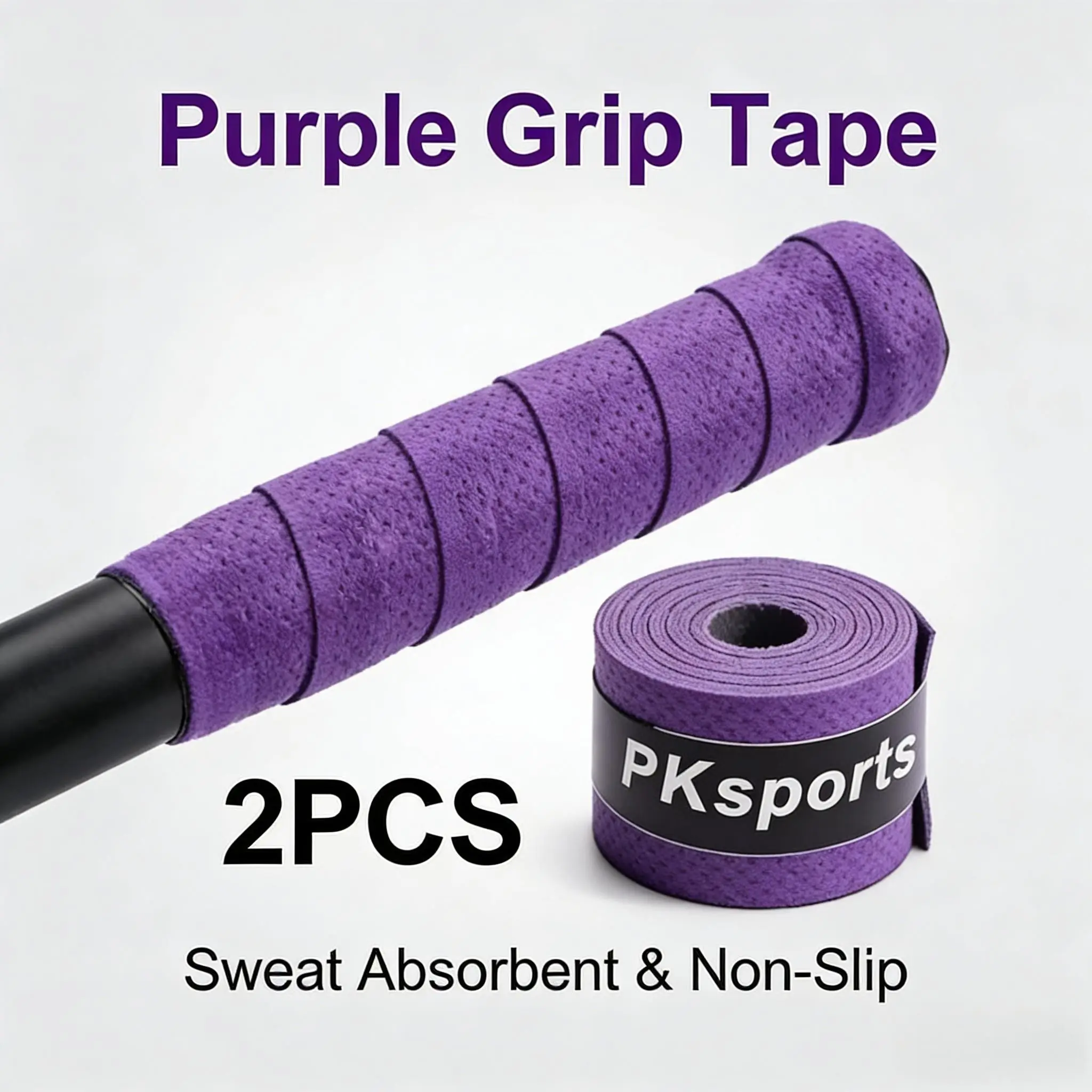 2-Pack Non-Slip Sports Grip Handle Tape, Multi-Functional Elastic Sweat-Wicking Wrap for Tennis Racket/bicycle Handle/badminton Racket/fishing Rod/dumbbell