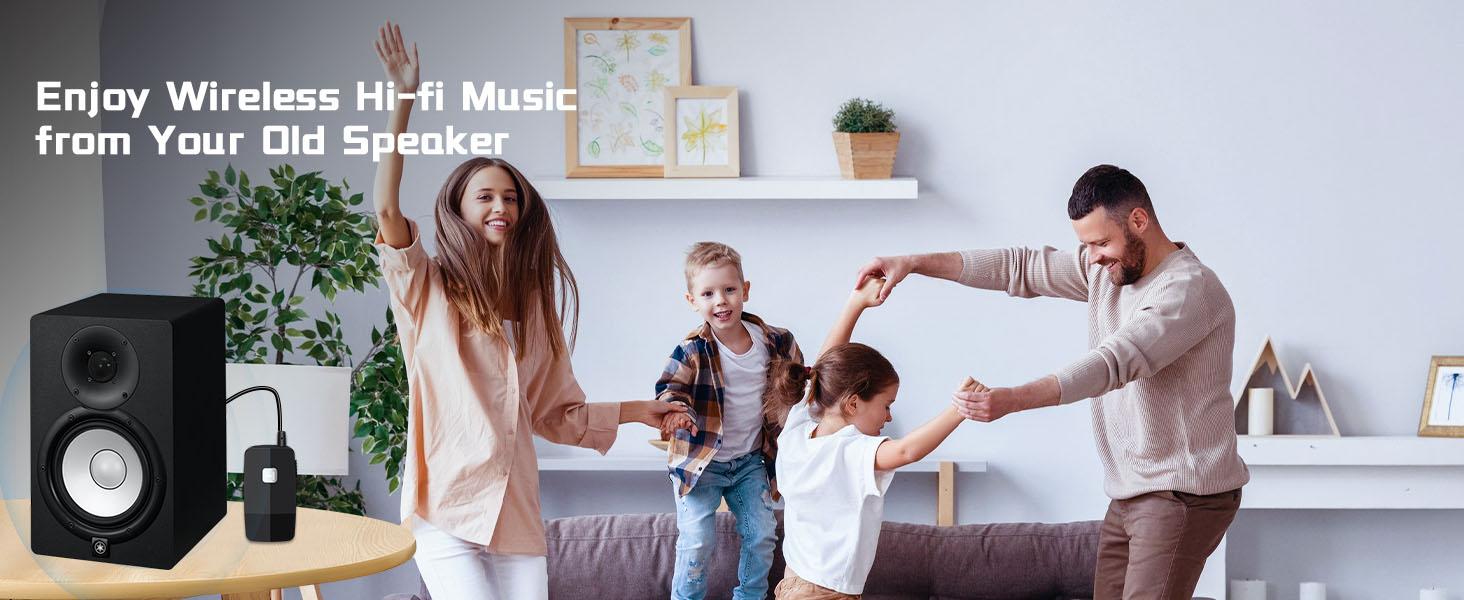 Advanced Bluetooth 5.4 Receiver for Home Stereo, Wireless Audio Adapter for Wired Speaker Car Stereo Music Streaming with 3.5mm RCA Jack, 20 Hours Playtime, Easy to Slide ON/Off, Multi-Point