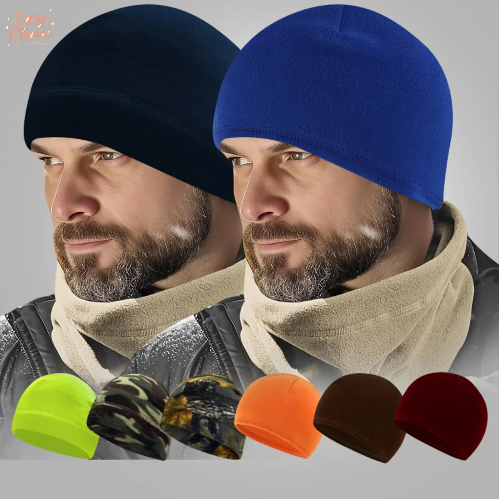 Thick Fleece Lined Winter Skull Cap For Motorcycle Riding, Warm Polar Fleece Helmet Liner Hat With Ear Covers, Windproof Thermal Outdoor Cycling Cold Weather Headwear