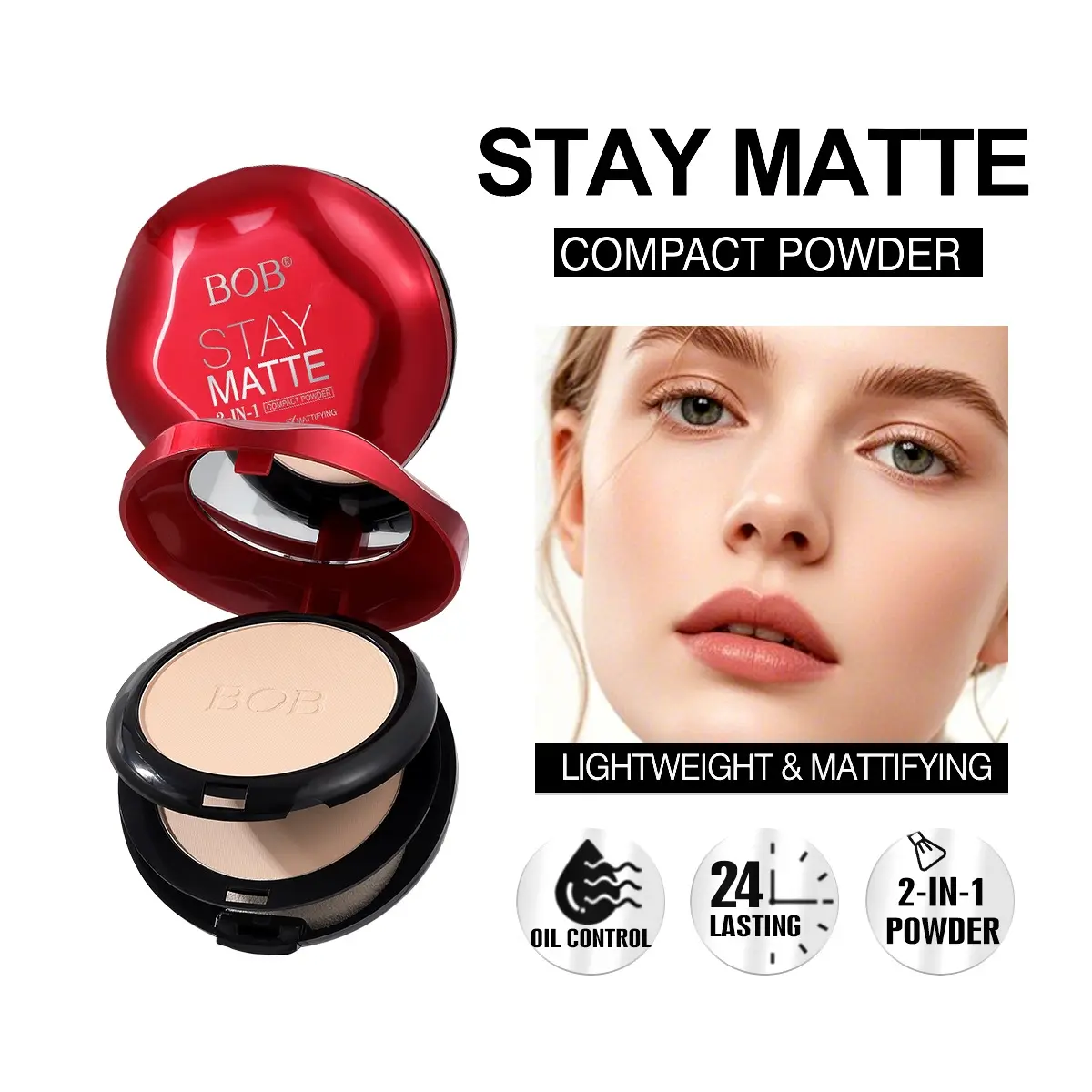 2-in-1 Lightweight, Skin-Friendly Setting Powder for Wet and Dry Use| Lightweight Translucent Powder for Blurring & Setting Foundation Makeup Matte Finish Cosmetic setting powder