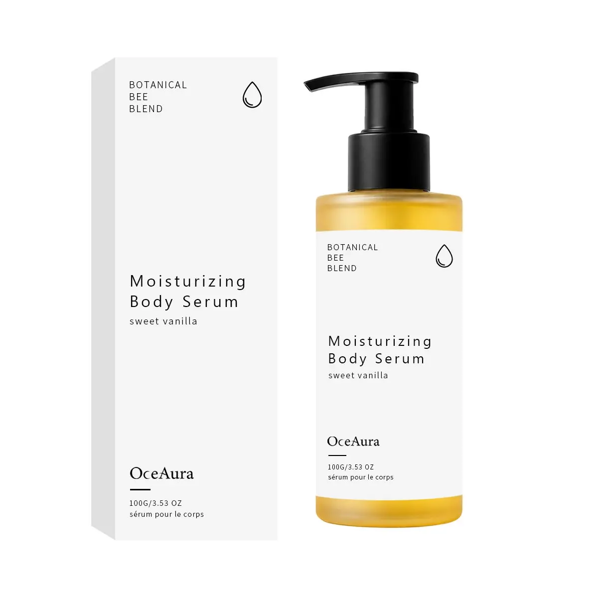 Botanical Bee Blend Body Serum, Moisturizing Sweet Vanilla, Waterless Body Oil with Avocado Oil, Castor Oil, Coconut Oil & Shea Butter, for Dry Skin