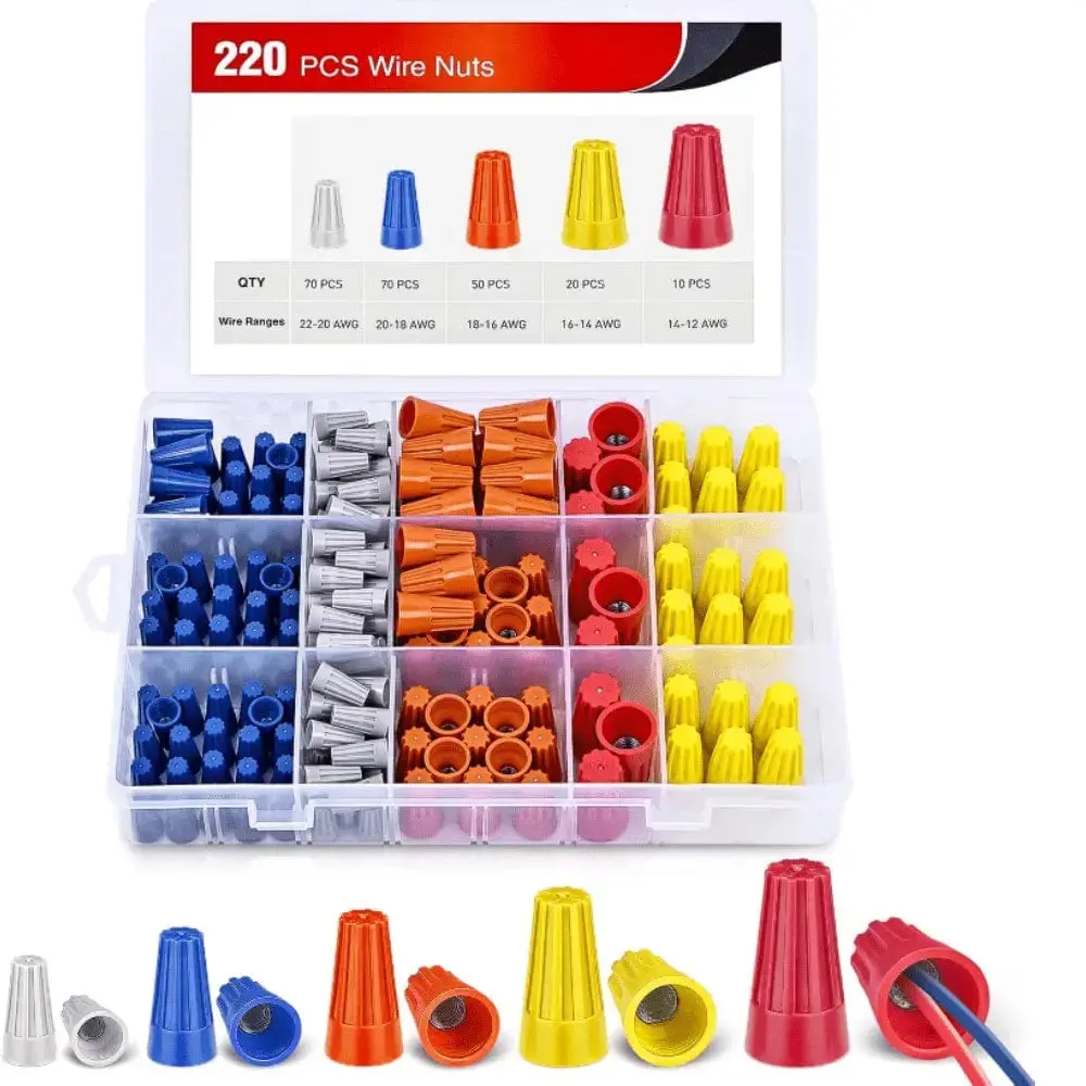 Nilight 220Pcs 5-Size Wire Nuts Assortment Kit, 22-12 AWG Electrical Connectors for Automotive Wiring