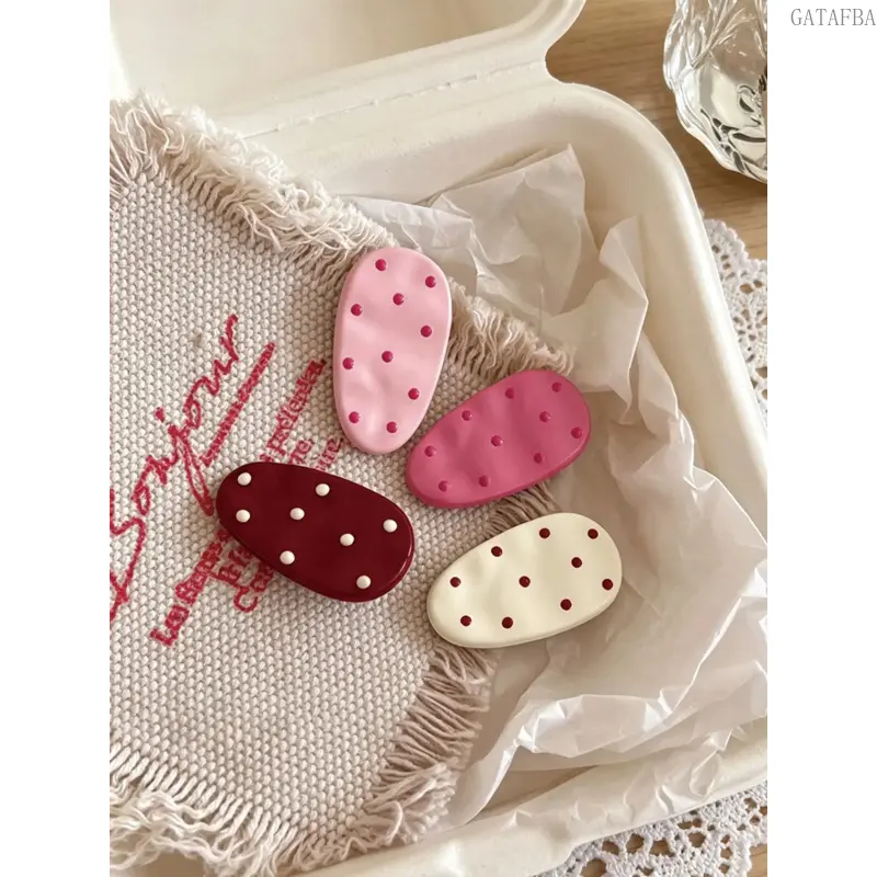 4-Piece Polka Dot Hair Clip Set for Girls, Non-Slip Cute Hair Clamps, Fashion Hair Accessories for Back-To-School Daily Hairstyle Matching