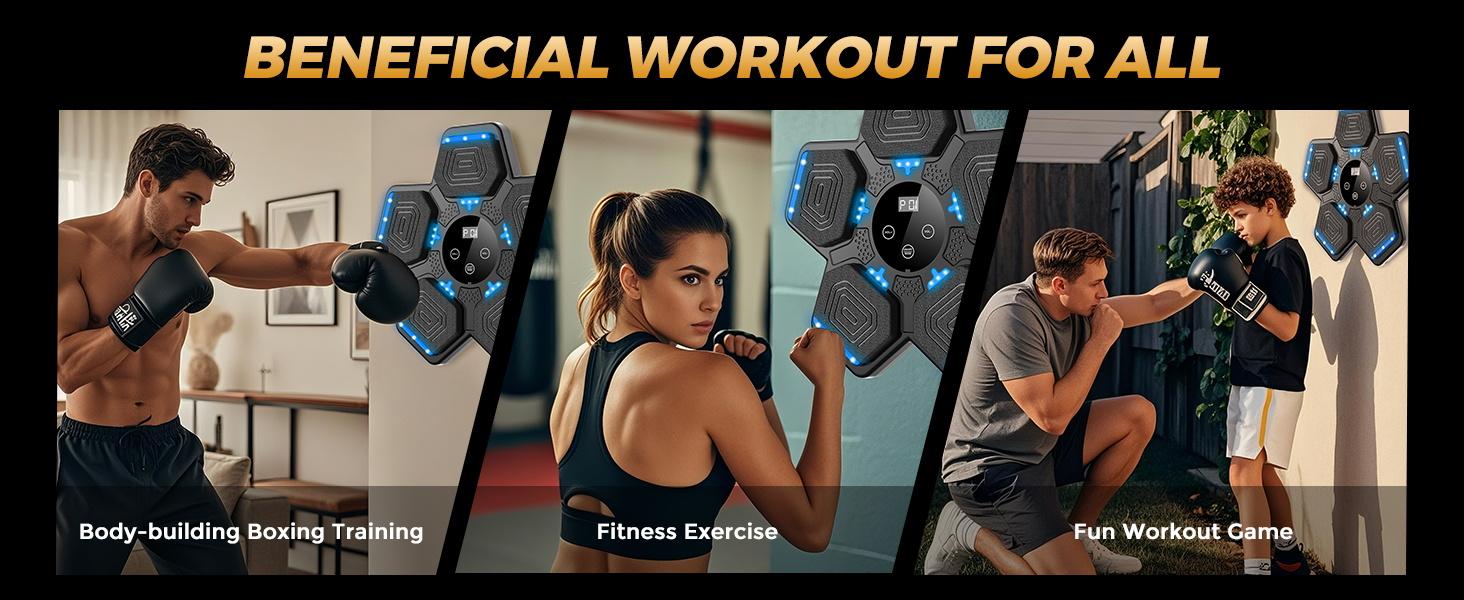 2026 Music Boxing Machine for Adults and Kids, Smart Bluetooth Boxing Training Equipment with Gloves Wall Mounted, Workout Punching Machine for Home,Office and Gym