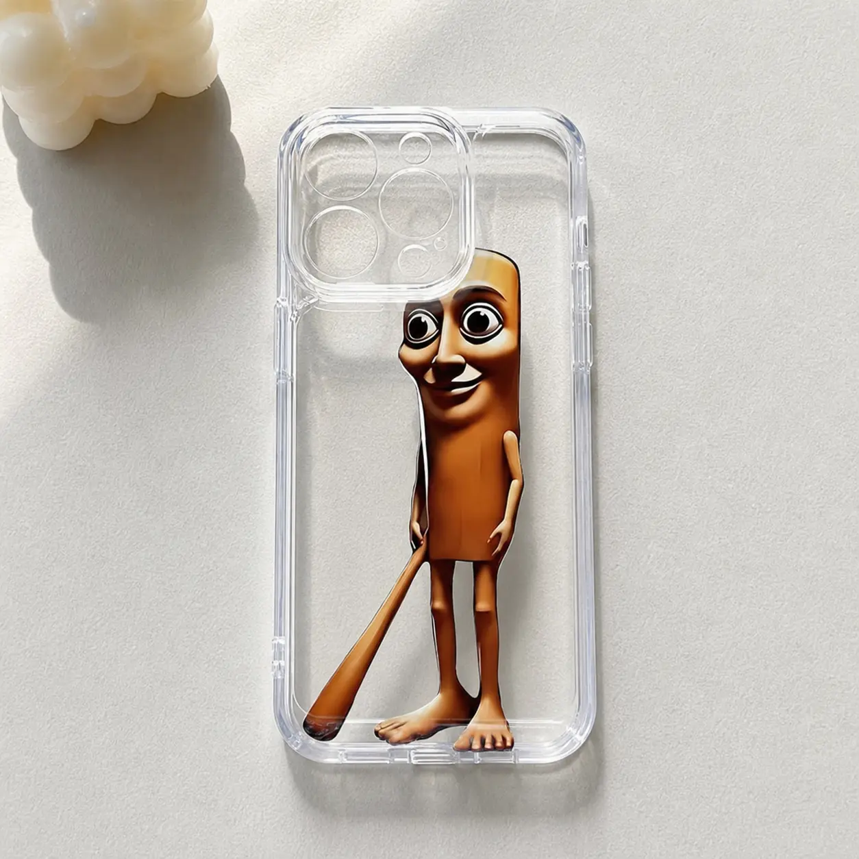 TMTKK-GY Luxury Cartoon Tung Tung Sahur Phone Case - Transparent TPU Soft Back Cover, Shockproof Protection for iPhone 17/16e/16/15/14/13/12/11 Pro Max/Max Plus, Christmas Smartphone Accessory