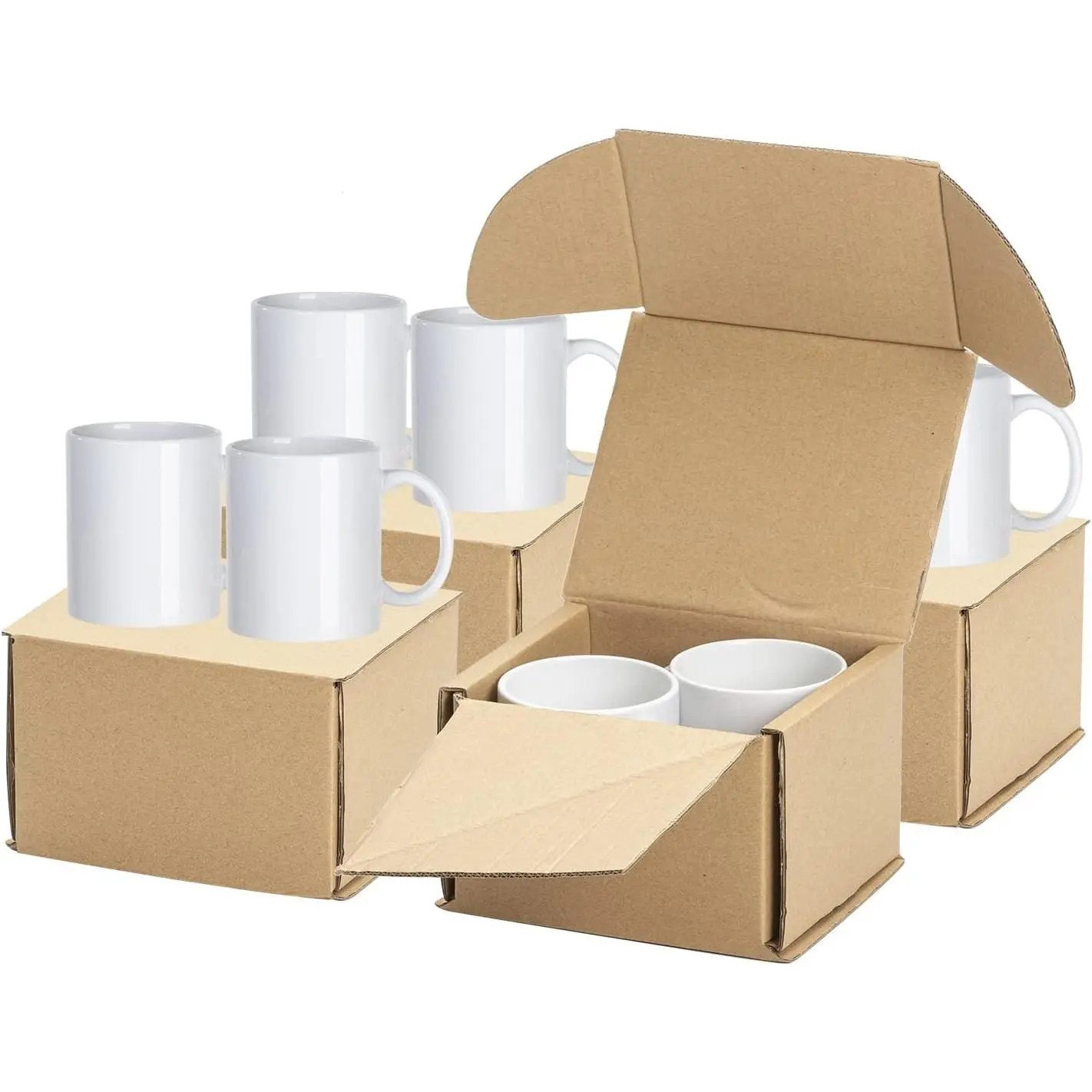 8 Pack Sublimation Mugs Blanks 11 OZ Coffee Mugs White Ceramic Photo Cups Bulk for Cricut Mug Press Print | Coffee Mugs with Printable Handle, for Mug Tumbler Heat Press Sublimation Oven Printing