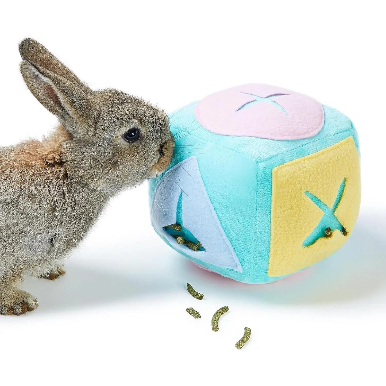 Large Rabbit Foraging Toy with Bell, Washable Puzzle Feed Game Rabbit Toy for Bunnies Boredom, Snuffle Ball Treat Dispenser Exercise Bunny Enrichment Toys, Bunny Toys for Indoor Bunnies(Random Color),Halloween,Multi-Species,Chew,and Enrichment Toys