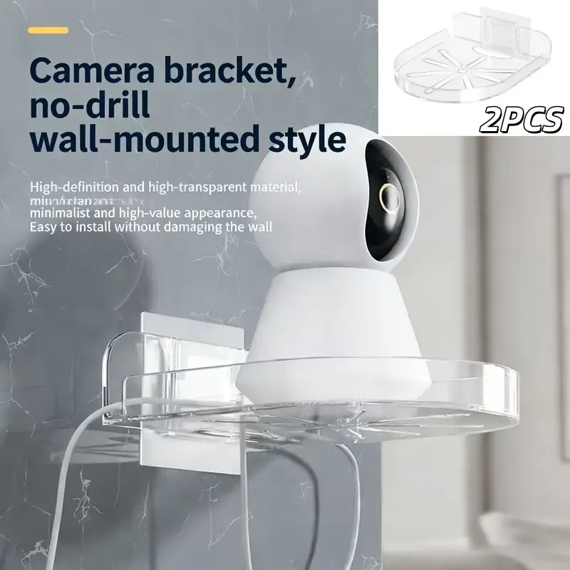 2-Pack Indoor Security Camera Mounts, No-Drill Wall Bracket, Adhesive Monitor Camera Holder, Easy Installation, Durable Design
