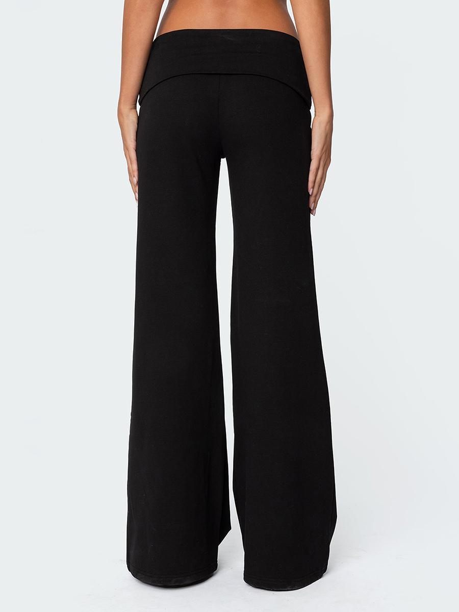 Casual Wide Leg Sweatpants for Women Fold Over Low Rise Flare Yoga Lounge Pants Back to School Clothes for Teen Girls Outfits