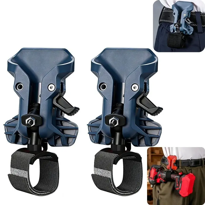 Professional 2-Piece Drill Belt Hook, Secure Dual Locking System Anti-Drop Tool Holder, Universal Fit Fast Access Tool Clip for All Tool Belts, Secure Attachment