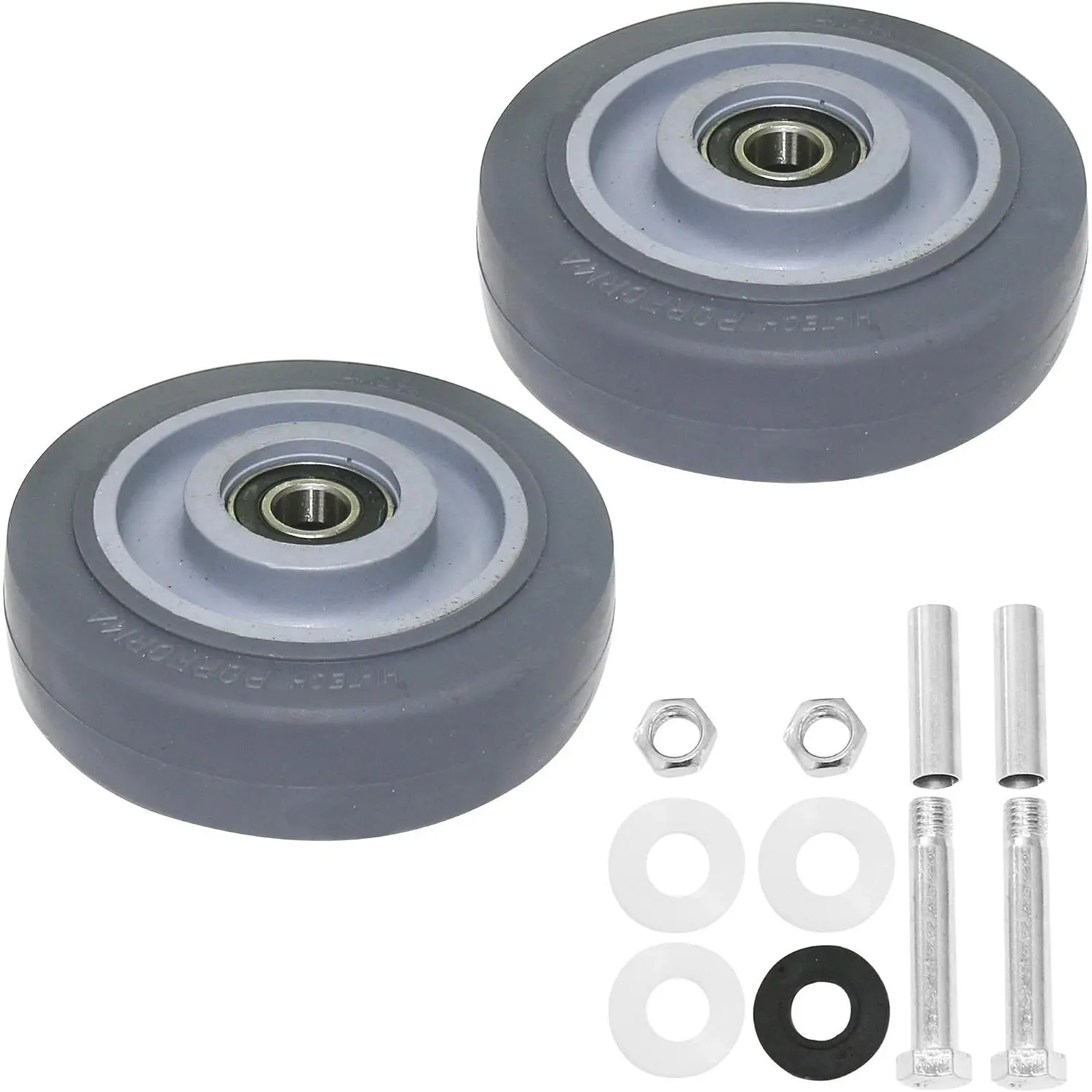 Heavy Duty PU Caster Wheels, 4 Inch Push Cart Wheels with Bearings Repair Kits, Plate Casters, Shelf  Wheels for Platform  up to 265 Pounds, Grey