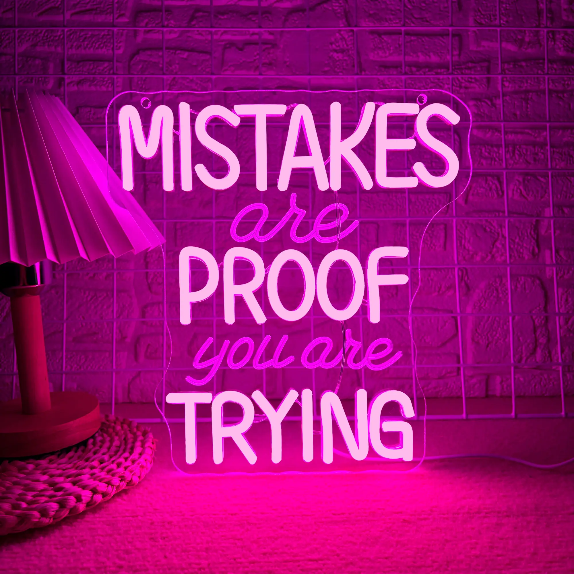 Mistakes Are Proof You Are Trying Neon Sign, Motivational Neon Sign USB Powered LED Dimmable, Led Neon Signs Wall Decor, for Classroom Office Children Room Bedroom Living Room Sign, Graduation Gift,Back-to-school gifts(11.8 * 11 In)
