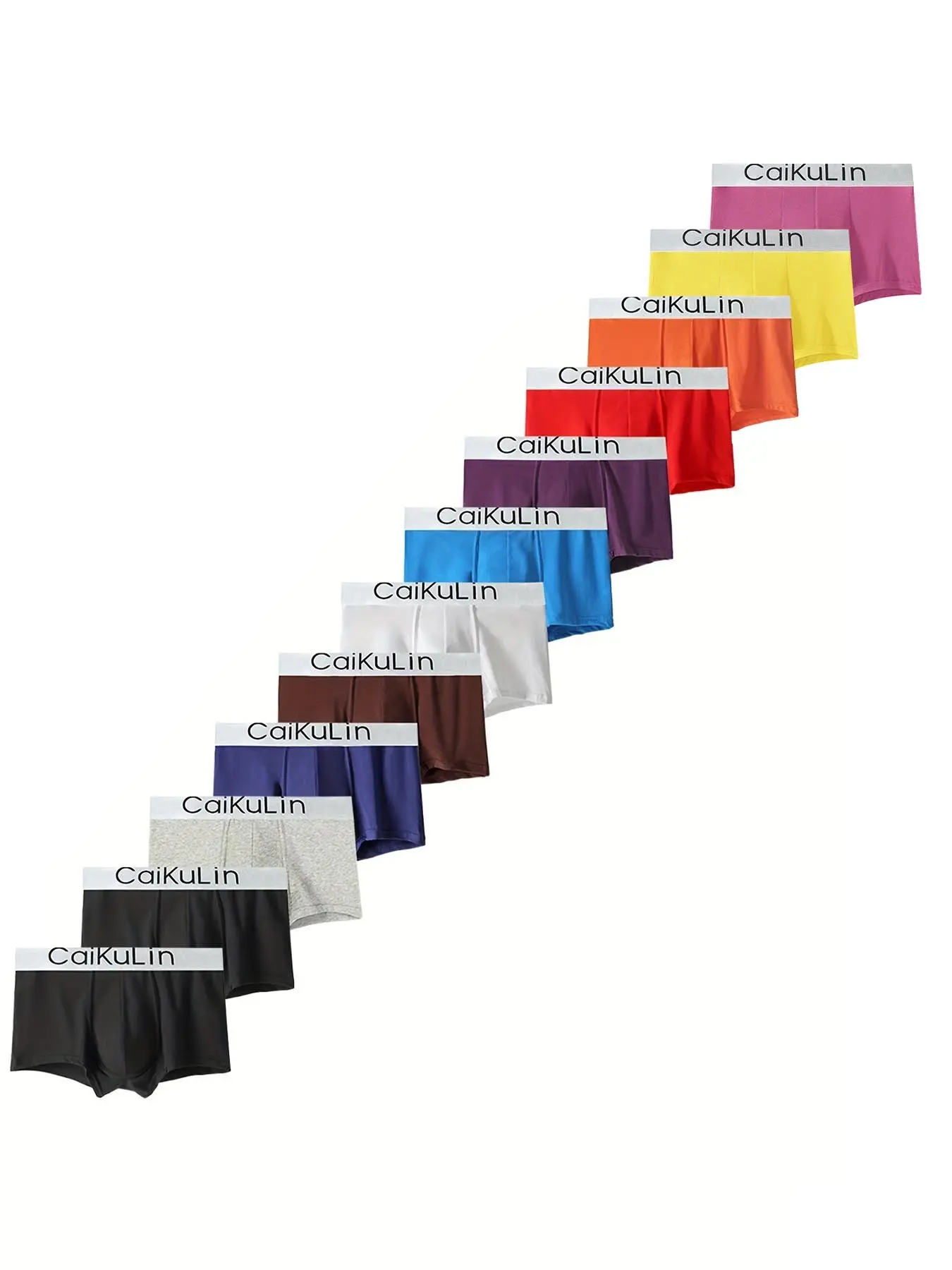 12 Pcs Random Color Fashion Men's Boxer Briefs, Fitted Underwear, Solid Mid-Waist Daily Underwear, Comfortable Casual Bottoms for Everyday Wear