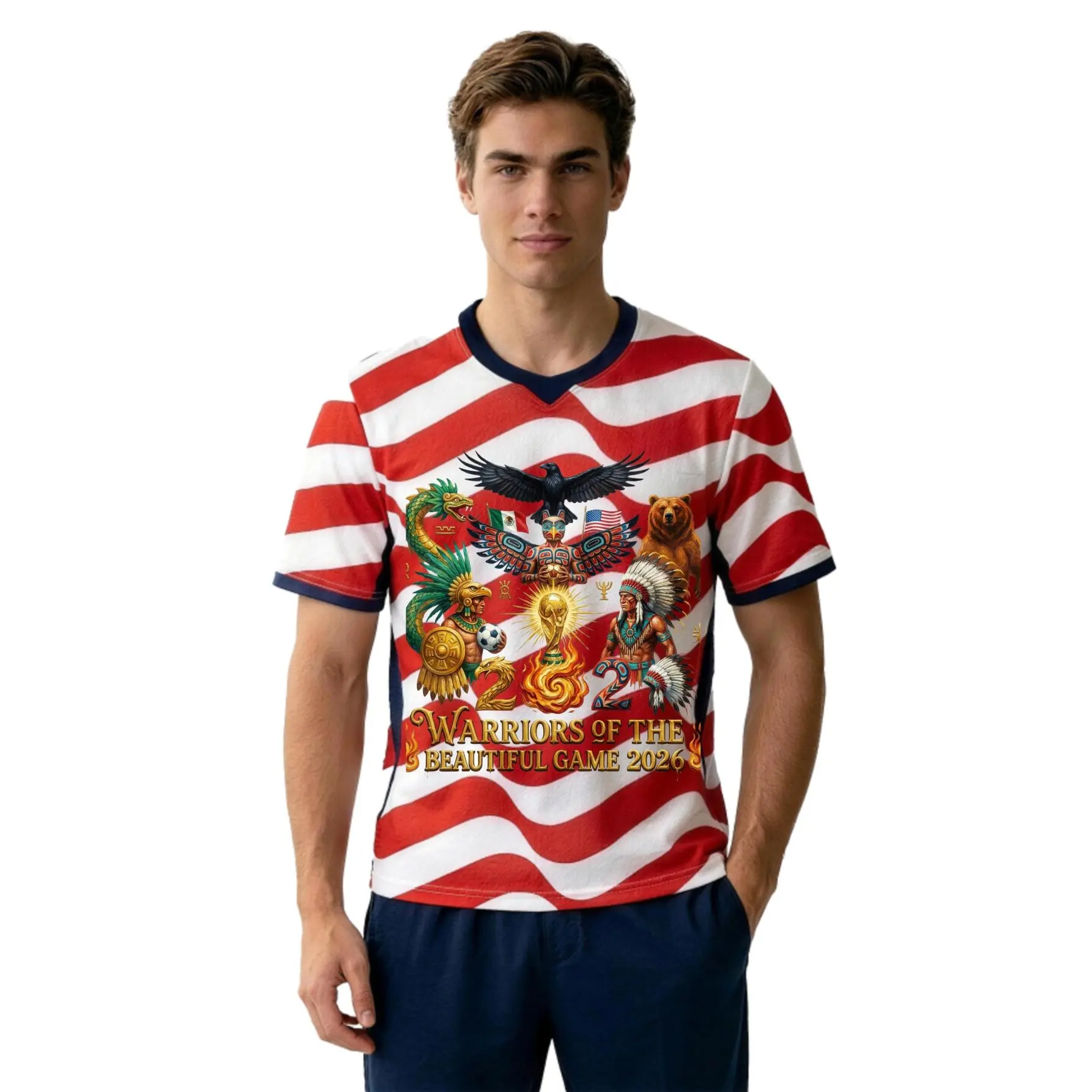 Sporty Style, Football Jersey, Warriors Of The Beautiful Game 2026 Design, Sublimation Printing, Men's Active Wear For Sports And Casual Wear