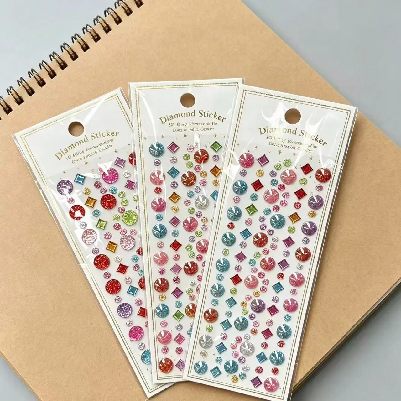 3D Shiny Colorful Rhinestone Diamond Stickers, Self‑Adhesive Acrylic Gem Jewel Stickers for DIY Crafts Face Nail Makeup Phone Case Decoration, Random Color Shipped
