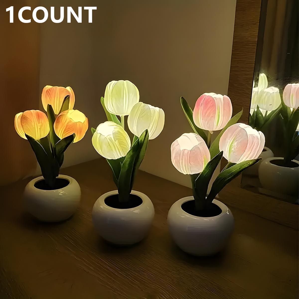 Tulip LED Night Light with Vase, Simulated Tulip Table Lamp for Home and Living Room Decor, Color-Changing Mood Light, Ambient Lighting Multifunctional, Christmas Gift for Girlfriend #TOP PICKS