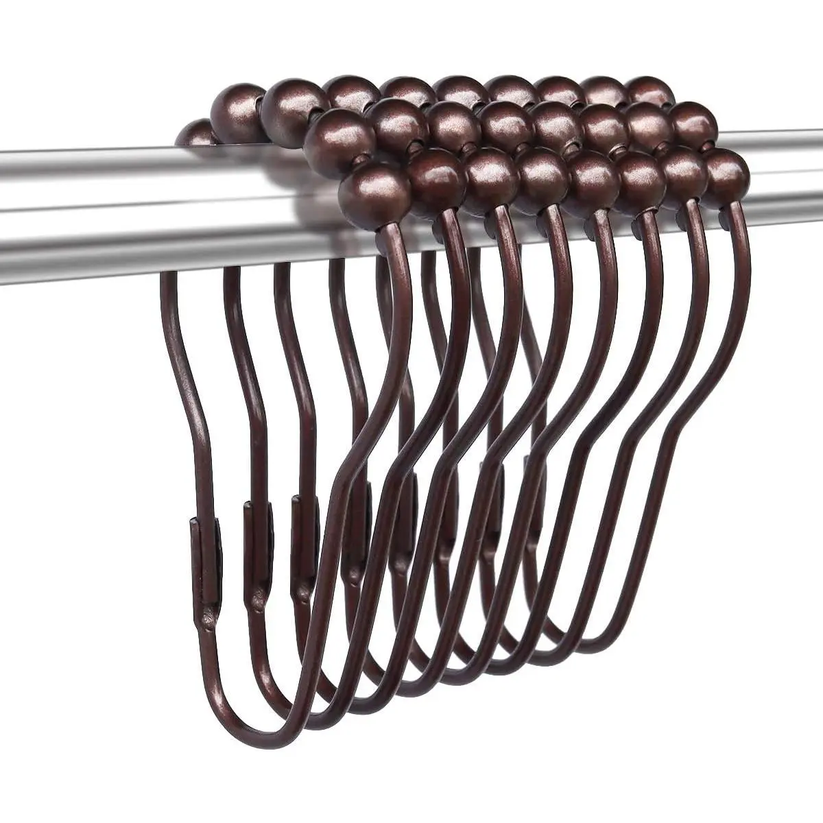 Shower Curtain Hooks Rings for Bathroom, 12 count Bronze Stainless Steel Rust Resistant Shower Curtain Rings for Shower Curtains, Kitchen Utensils, etc.