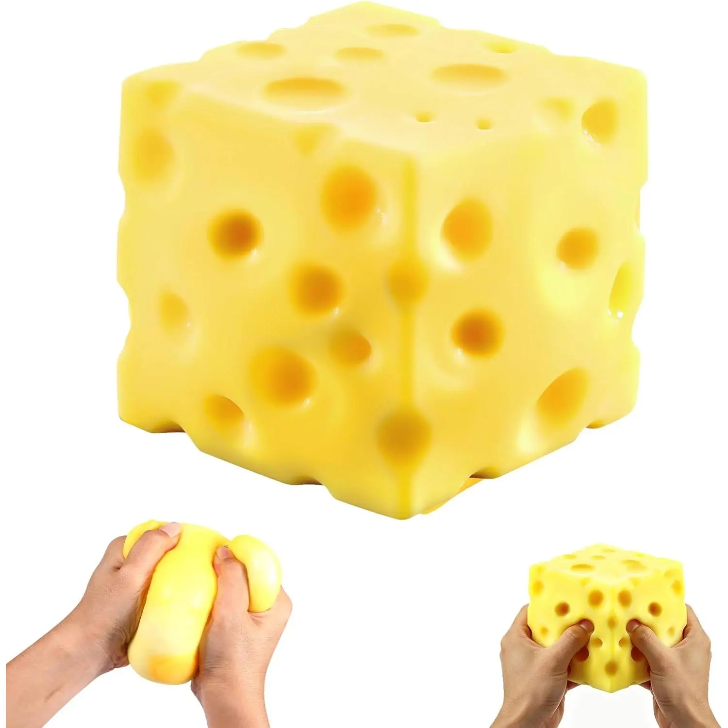 Cheese  2.4 Inch,Squishies Cheese Block Squeeze Toy,Stress Relief Sensory Fidget Toy,Holiday & Birthday Gifts for Teens & Adults
