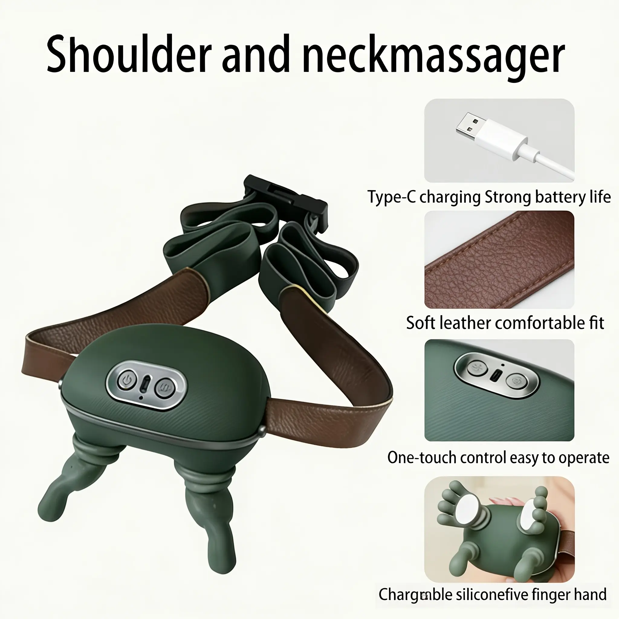 Portable Neck Massager, Heated Back Massage Pillow, Electric Pressure Point Massager, Three Modes, Two Heating Levels, 4D Deep Tissue Relief, USB Rechargeable Massagers