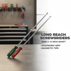 2 long-handled screwdrivers, 6mm x 13 inches, handle size: 24x90c